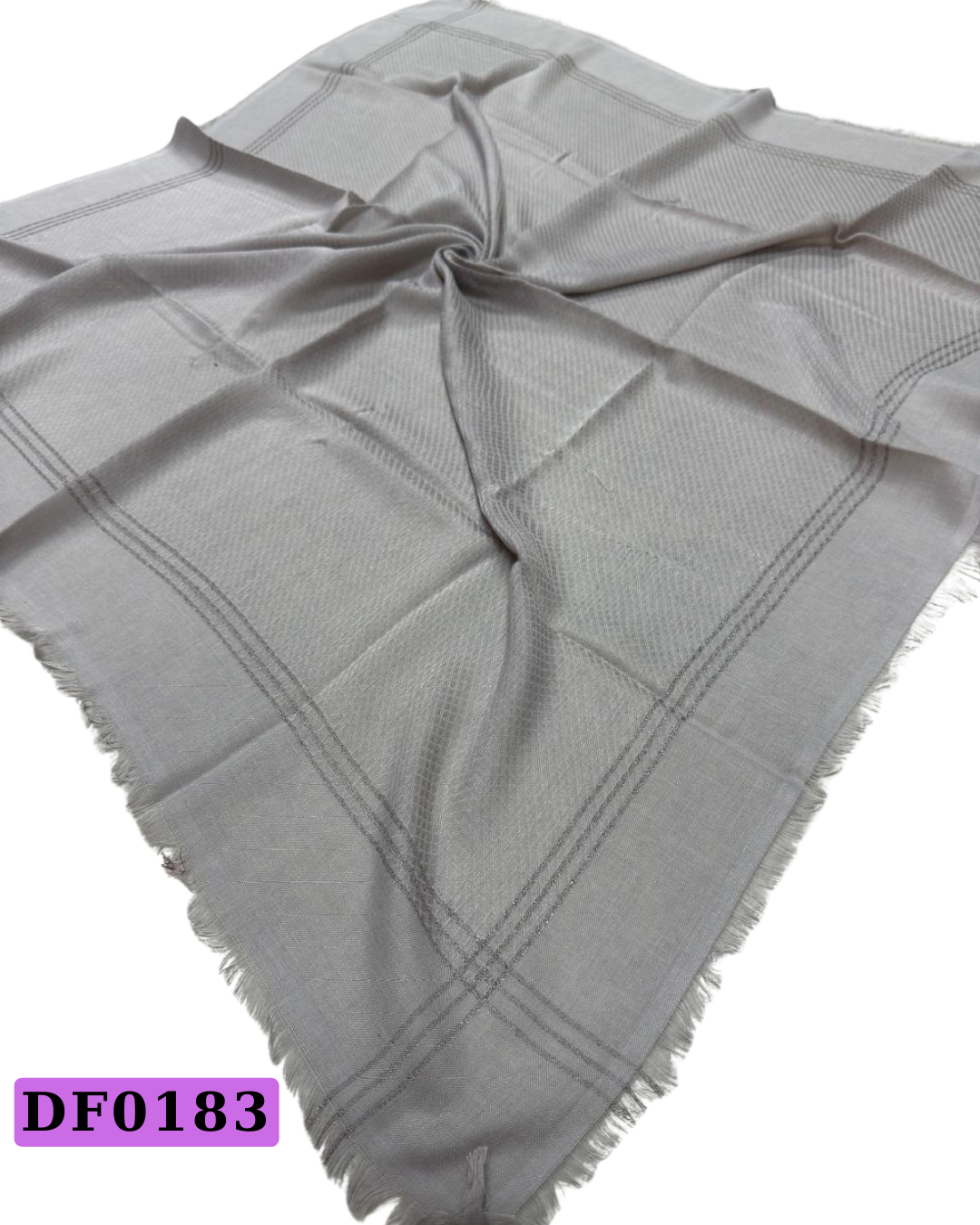 Düz Renk Şeritli Flamlı Eşarp-DF183